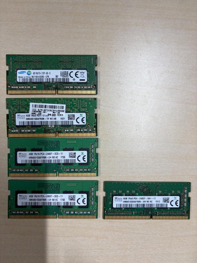 【中古動作品】ノートPC用メモリ PC4 DDR4 8GB*1 + 4GB*4枚 最安挑戦】8GB DDR4-19200 DDR4-2400 デスクトップPC用 メモリ