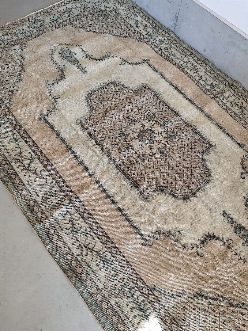 konoha様専用】大判/くすみベージュとクリームのトルコラグ No.715