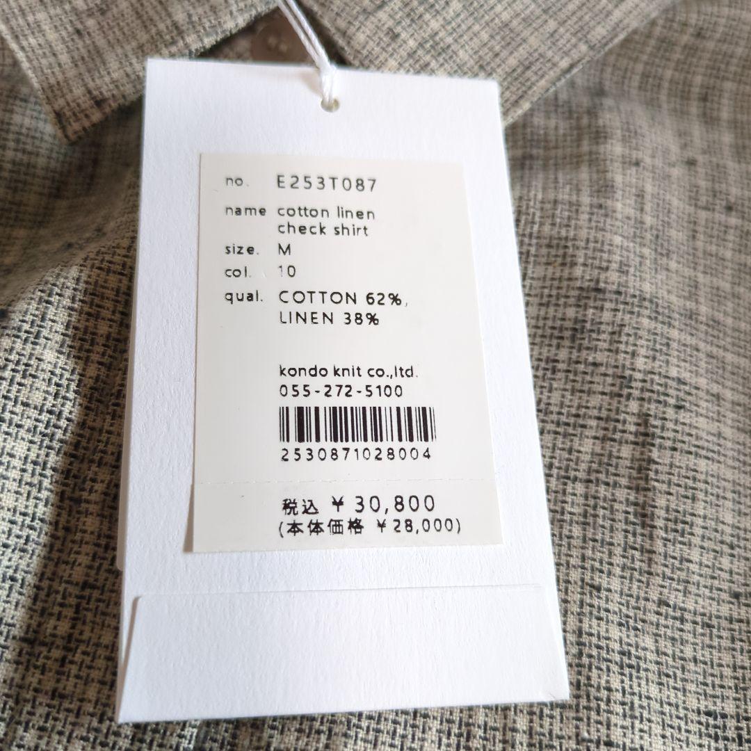 2025年 evam evaコットンリネン チェックシャツ 30,