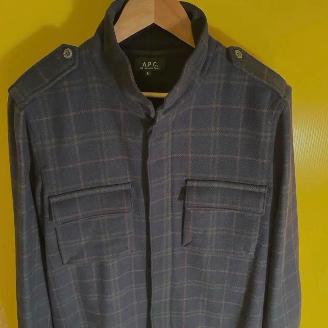 A.P.C. エポレット付 ウールシャツジャケット スタンドカラー