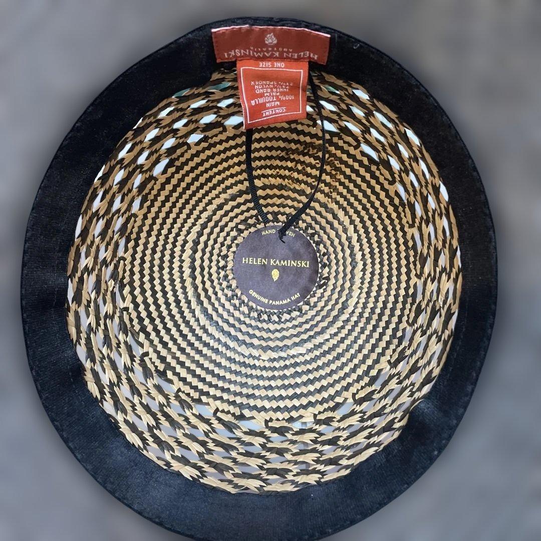 ヘレンカミンスキー透かし編み麦わら帽子 オレンジリボン付き