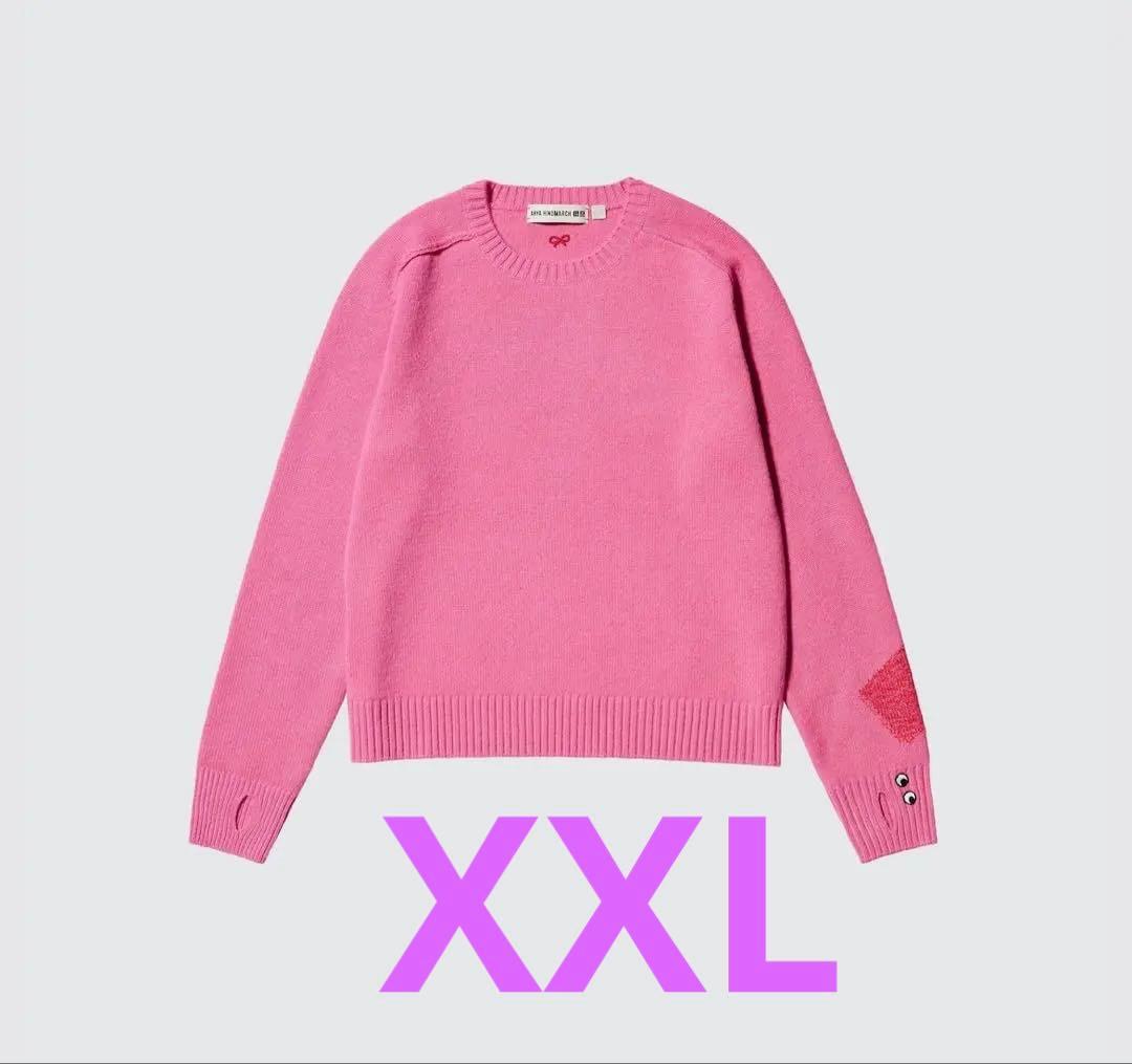 ユニクロ アニヤハインドマーチ XXL ピンク　カシミヤクルーネックセーター ユニクロ×アニヤ・ハインドマーチ】11/22発売！アウター、ニット