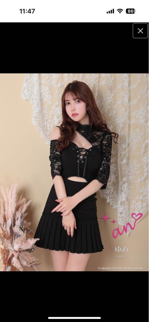 an アン キャバドレス バストスピンドル アシメ XSサイズあり【ANDY/アンディ】アシンメトリー/ バストジップ