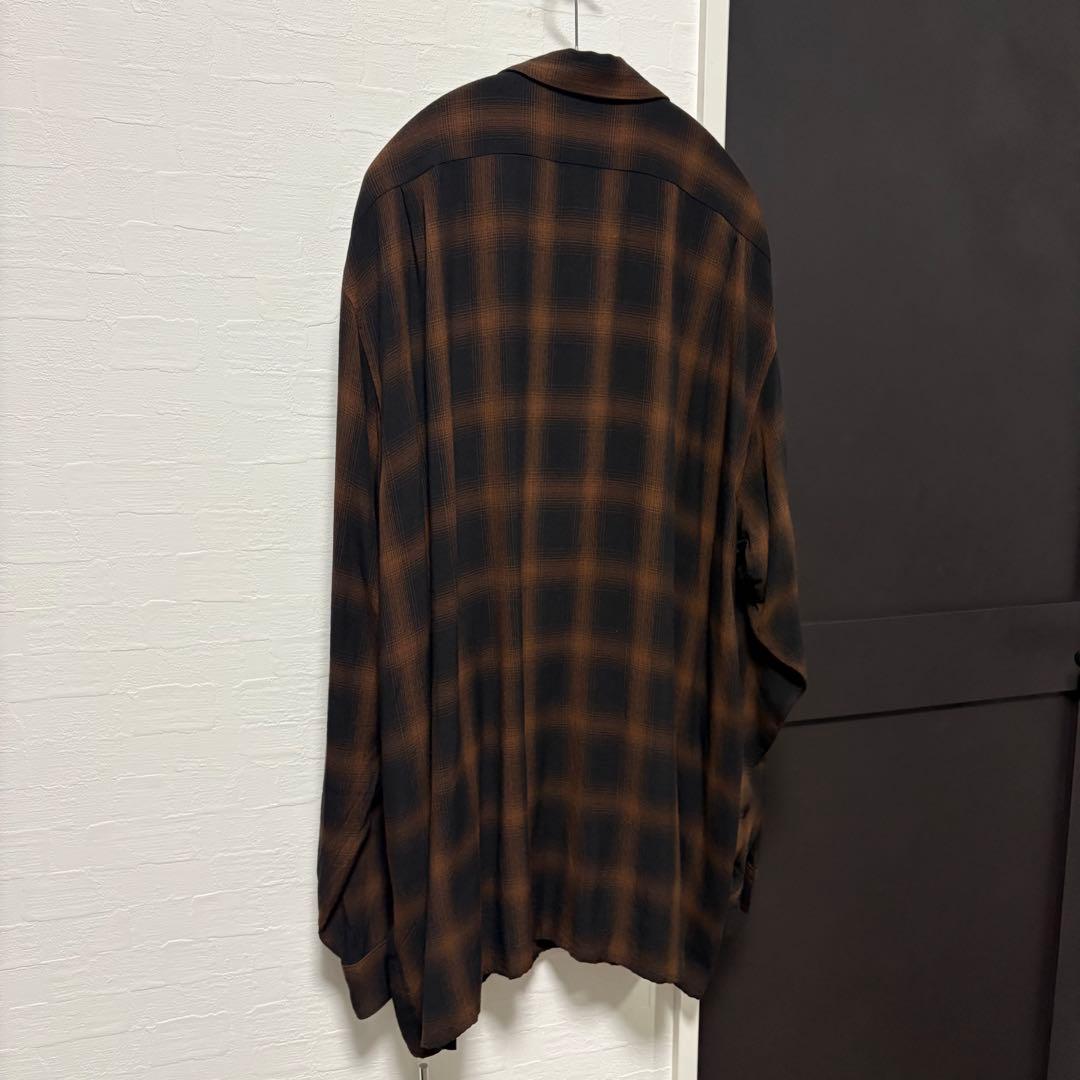 comoli レーヨンオープンカラーシャツ 24aw ブラウンチェック サイズ3