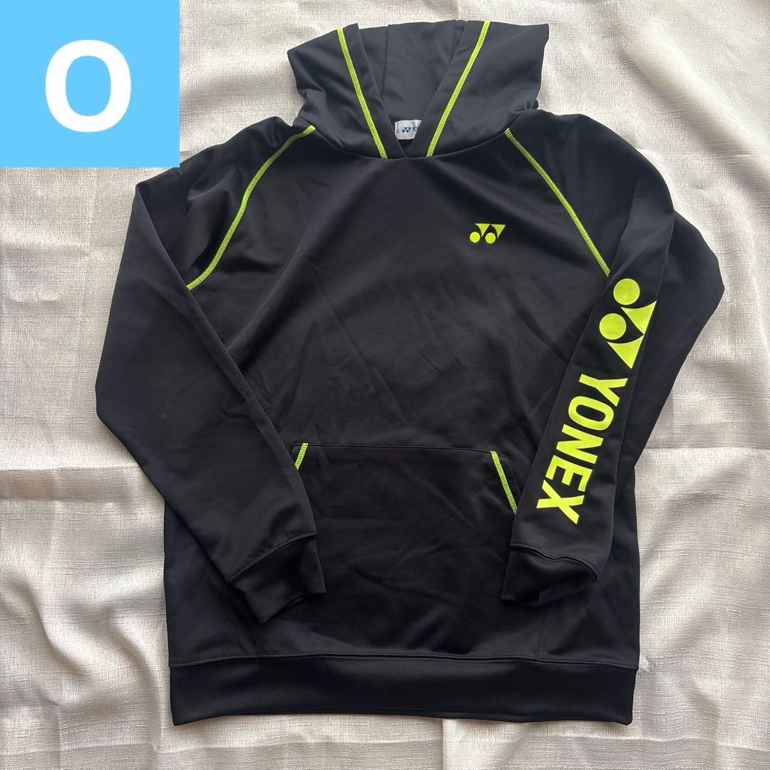 YONEX フード付きウォームアップウェア パーカー黒/黄緑 サイズO ロゴ