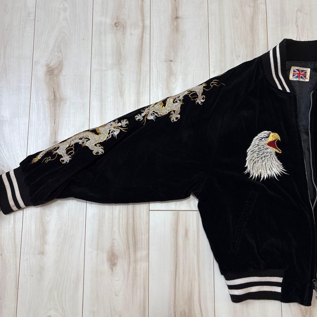 LONDON F.B. スカジャン 鷹 龍 ベロア 別珍 黒の通販はau PAY