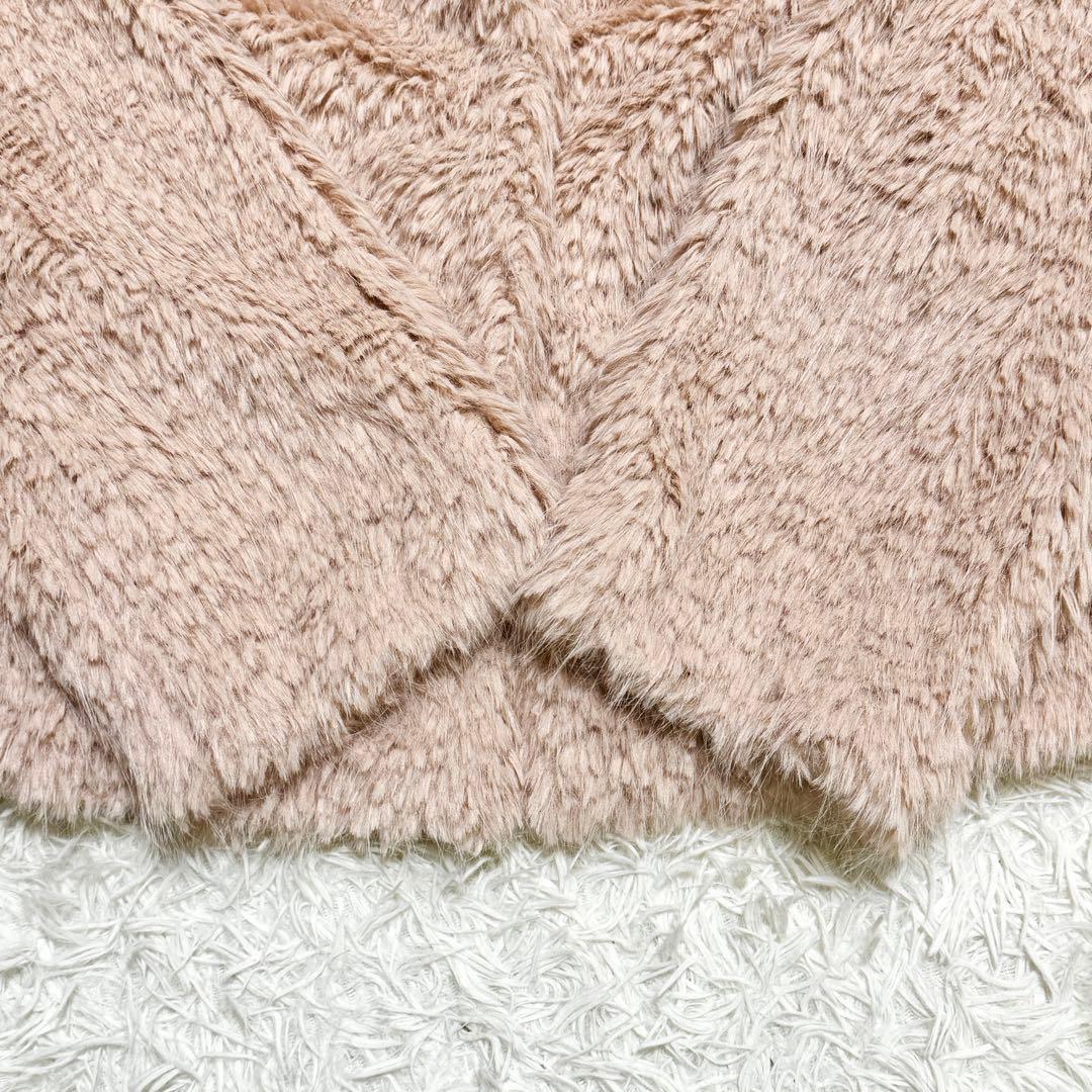 現行 美品 MUGUET ミュゲ ボリュームフェイクファーコート ピンクの