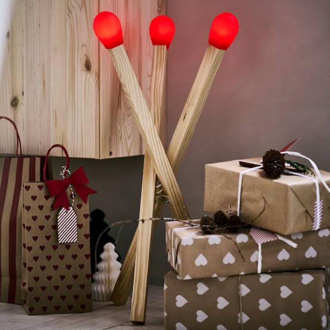 IKEA STRÅLA ストローラ LEDフロアランプ マッチ棒 木製 限定照明