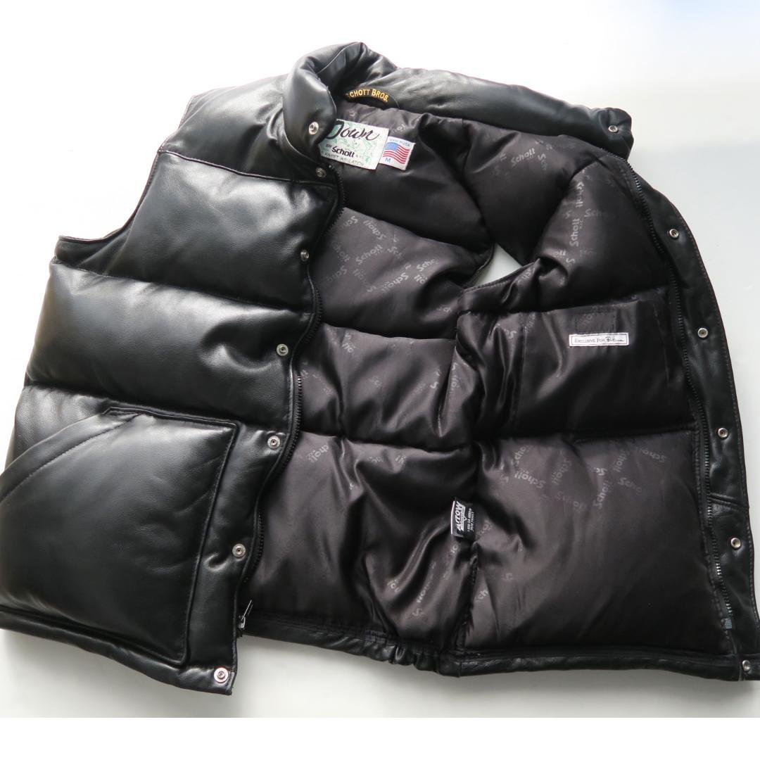 別注 Schott Ron Herman コンチョボタン ラムレザーダウンベスト