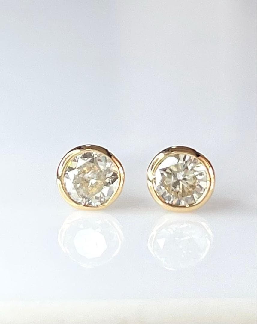 K18 天然ダイヤモンドフクリンピアス 計0.8ct 鑑別カード付き - メルカリ