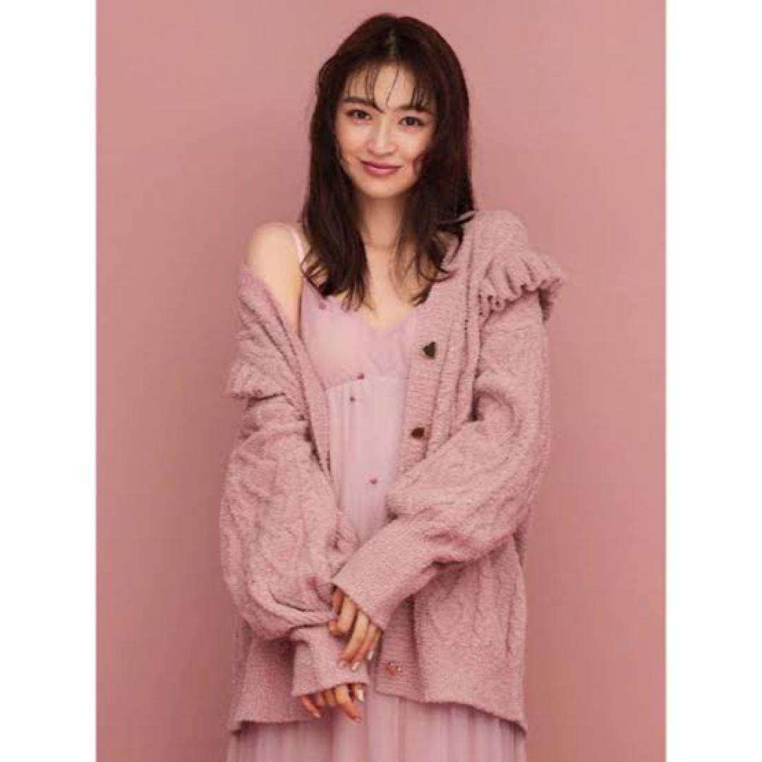 新品ジェラートピケ　アランニットフリルカーディガン gelato pique（ジェラートピケ）の「【sweet】ハートアランフリル