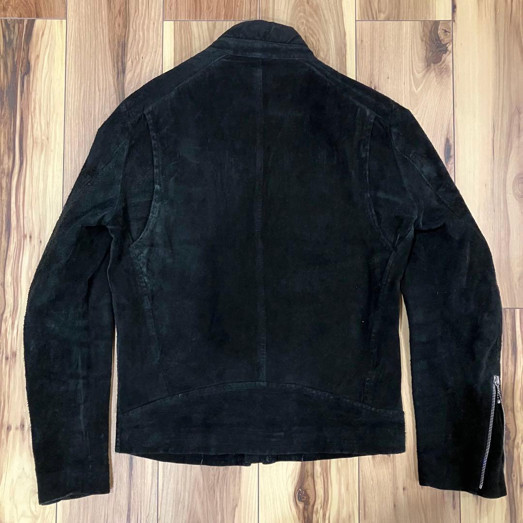 pledge プレッジ 牛革 スエード ブラック シングルライダース ジャケット