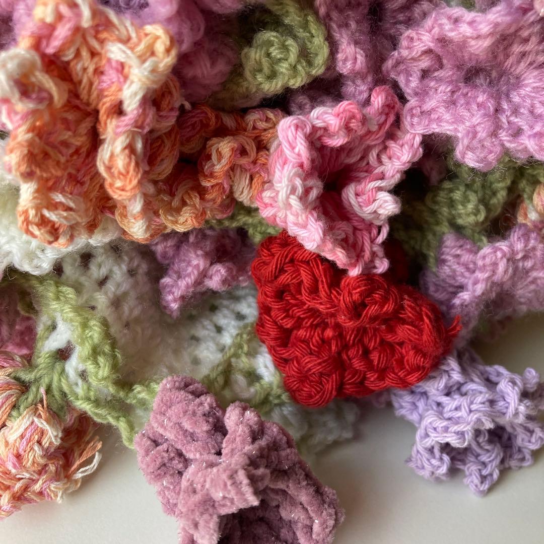 花束ブランケット ブーケブランケット ピンク 毛糸編み物 推し活 結婚