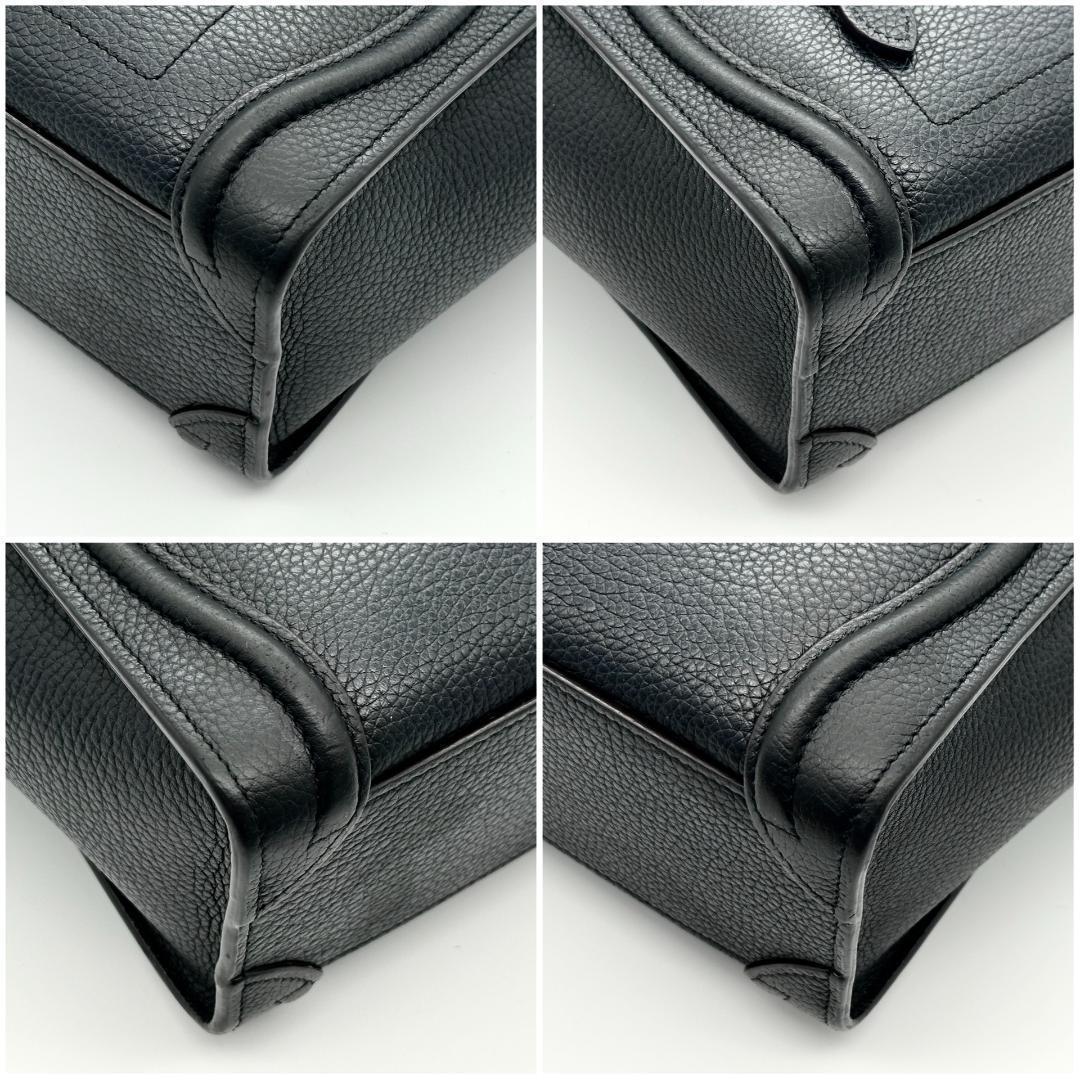 極美品】セリーヌ ラゲージ ナノショッパー 黒 ストラップ付き - メルカリ