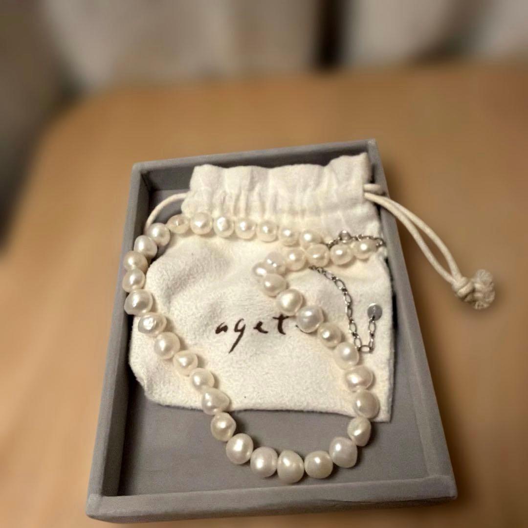 agete アガットバロックパールネックレス 淡水パールシルバー金具