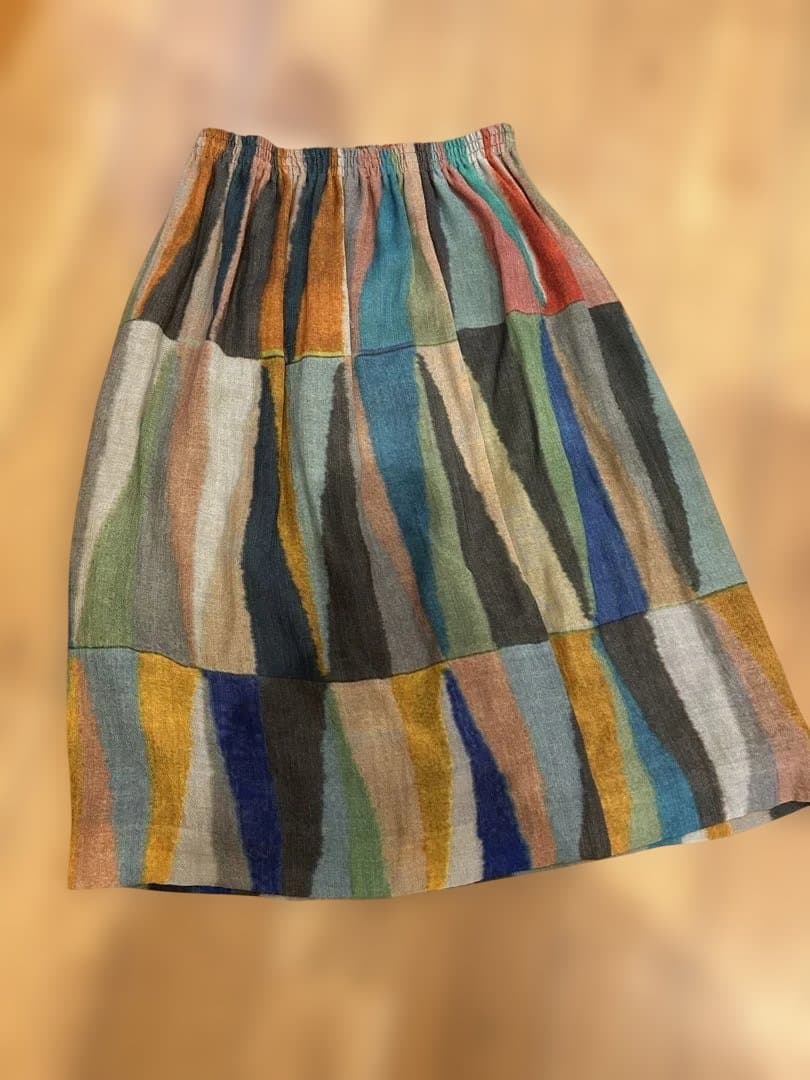 クラフトヒロ ウール&シルクマルチカラーストライプ フレアスカート スカート】 ストライプ柄 ロング丈 フレア カラフル マルチカラー