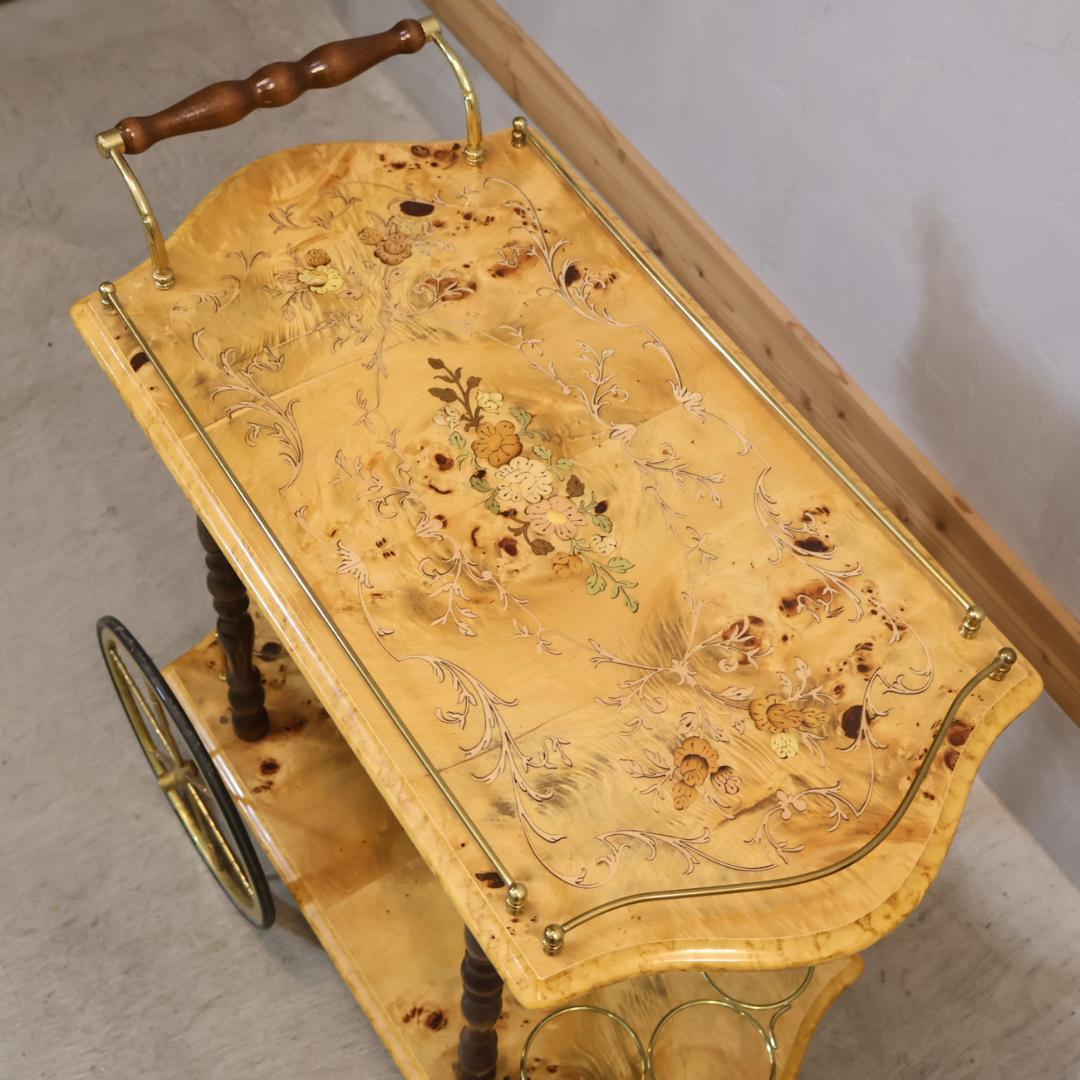 イタリア アンティーク調 キッチンワゴン クラシック イタリア 象嵌