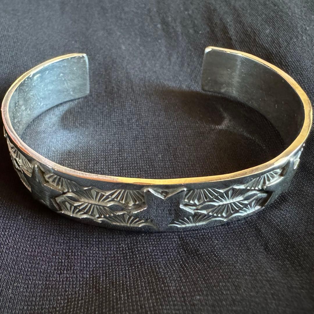 NAVAJOバングルサンシャインリーブ×ビームスプラスナバホシルバー925 INDIAN JEWELRY ナバホ族|スタンプワーク|シルバー|バングル『Navajo