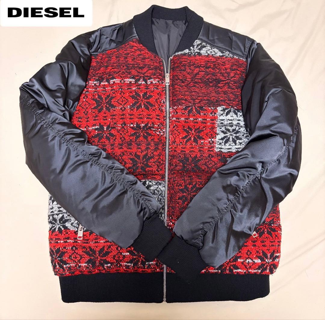 DIESEL ボンバージャケット　ダウン　ニット切り替え ディーゼル DIESEL ニット切り替え ダウンジャケット MA-1型｜Yahoo