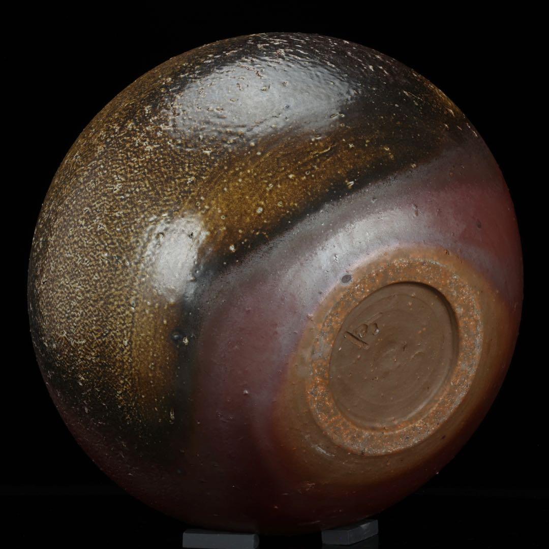 松井興之 備前焼 特大飾壺 在銘 栞 共箱付 花瓶 花器 花