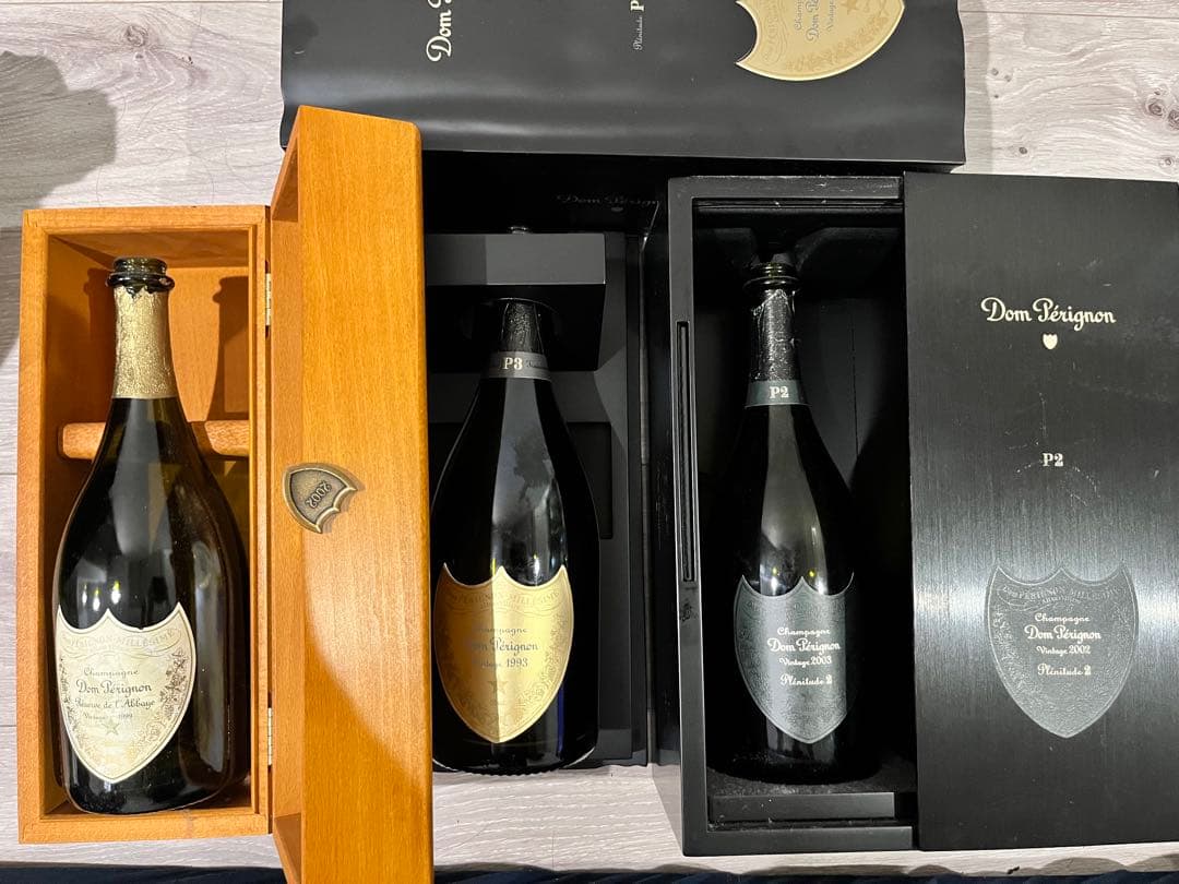 P3 シャンパン 3本セット 木箱入り ドンペリ p3 ラベイ p2 空瓶 空箱