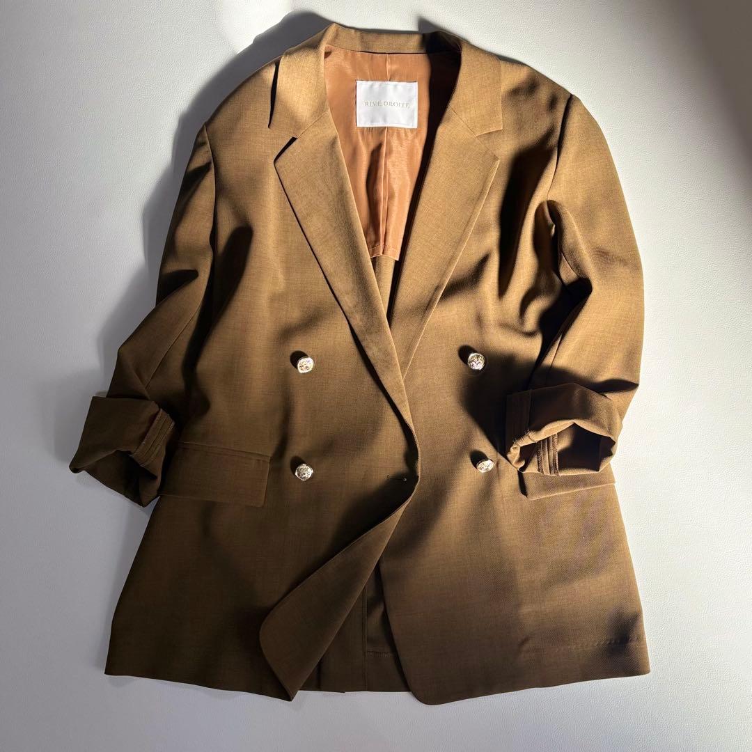 美品] RIVE DROITE ストレッチツイルテーラードジャケット ブラウン