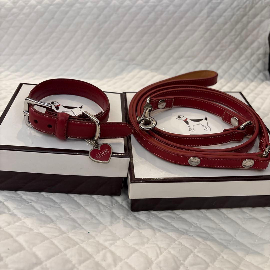 rarayan coach 首輪・リード　オールレザー　レッド レッド（赤）系 Coach(コーチ) 首輪・ハーネス・リード(ライフスタイル