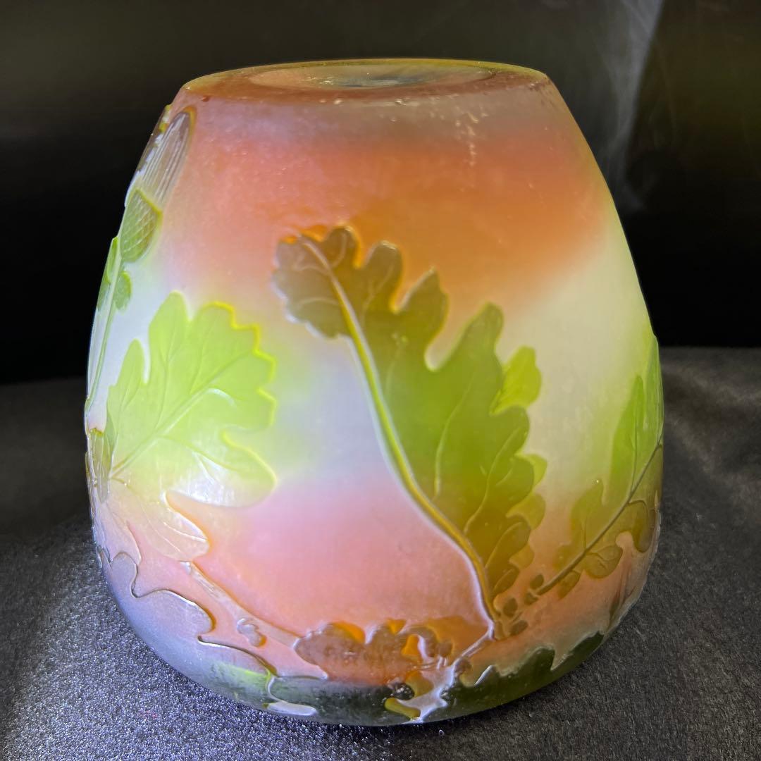 エミール・ガレ 第二期工房酸化腐食彫花入 木箱 幅約14