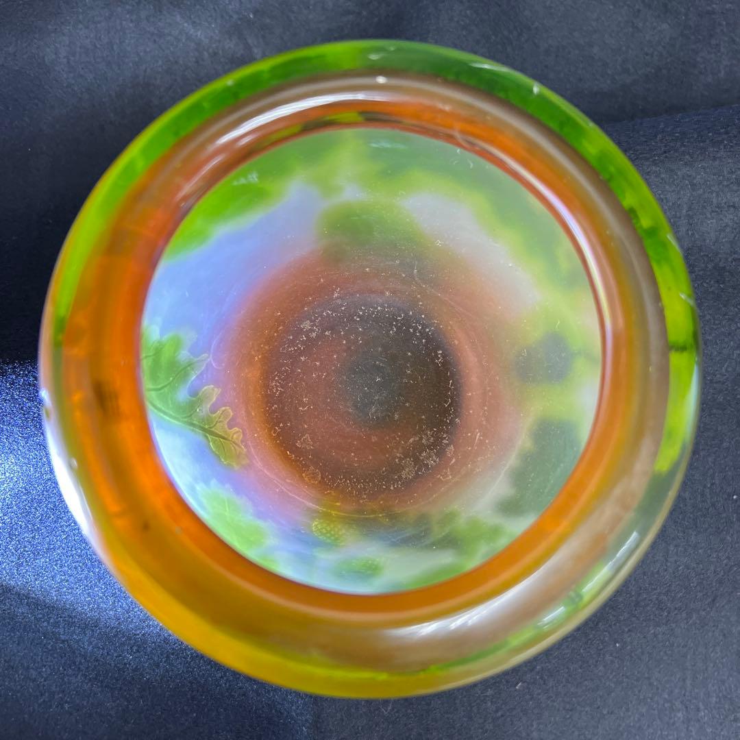 エミール・ガレ 第二期工房酸化腐食彫花入 木箱 幅約14