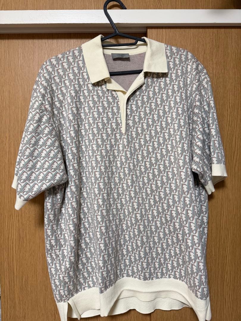 Dior ロゴパターン 半袖ポロシャツ S DIOR | BEE ポロシャツ コットンピケ