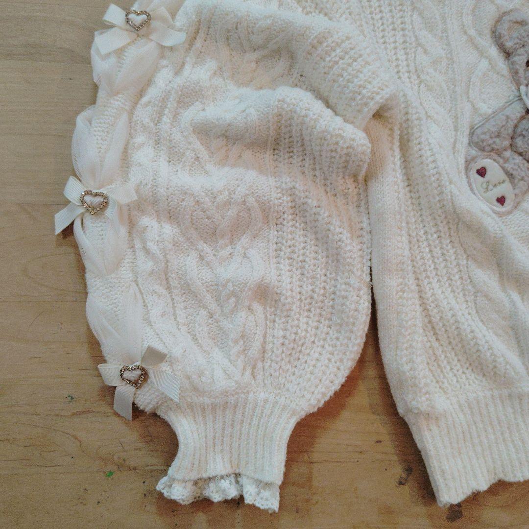 リズリサ LIZ LISA Twin Bears アイボリー長袖くまニット - メルカリ
