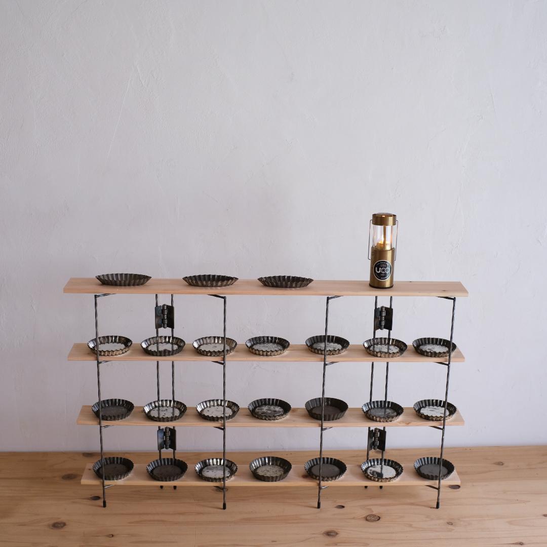 無骨なアイアン脚2点1セットH 板付きスリムシェルフイベント什器