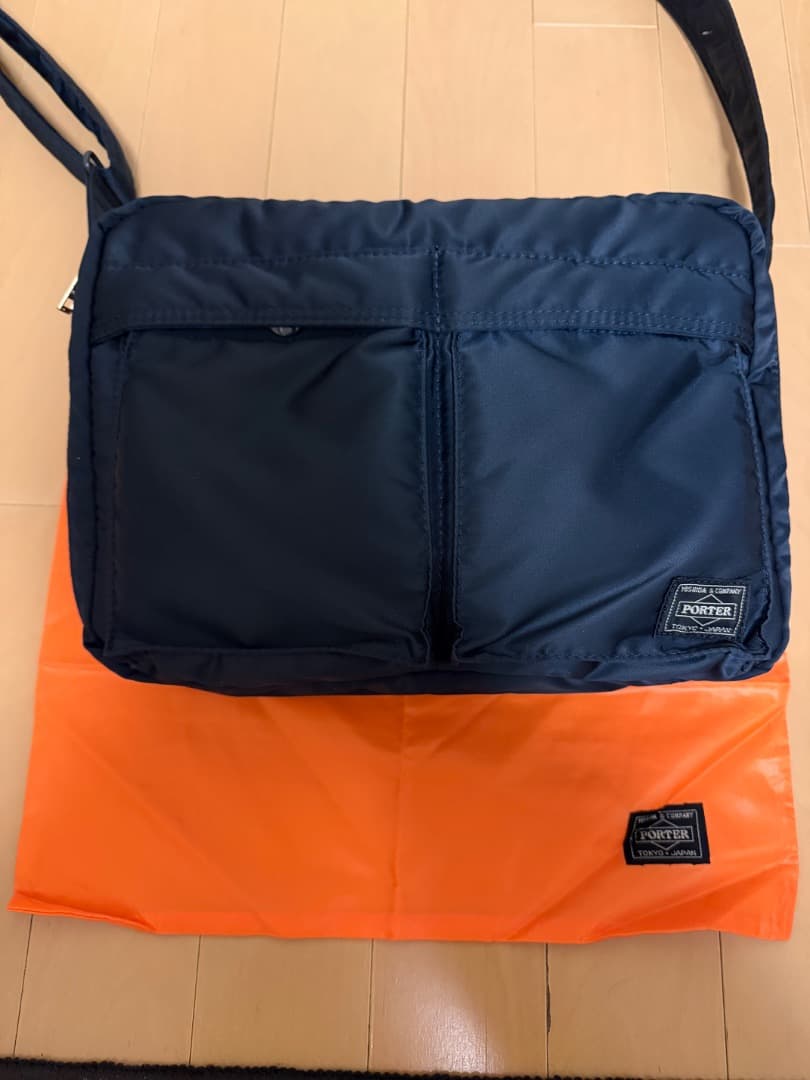 POTER タンカー TANKER ショルダー 2層（L）アイアンブルー 美品 タンカー アイアンブルー 2層 ショルダーバッグPORTER ポーター