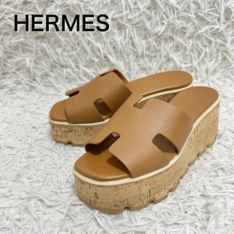 HERMES サンダル エズ30 厚底 ブラウン コルク 36 楽天市場】エルメス 靴 レディース エズ30 フラットフォームサンダル