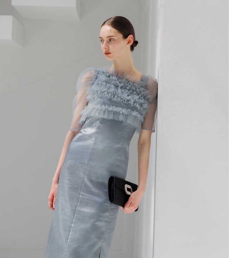 【Leja】チュールアシンメトリーティアードフリルIラインワンピースドレス Leja（レジャ）の「【LEJA】チュールアシンメトリーティアードフリルI