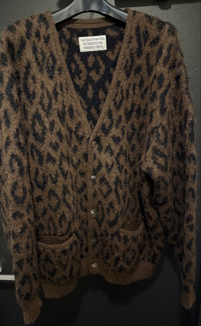 ワコマリア ヘビーモヘア カーディガン レオパード ダウン 1店舗限定