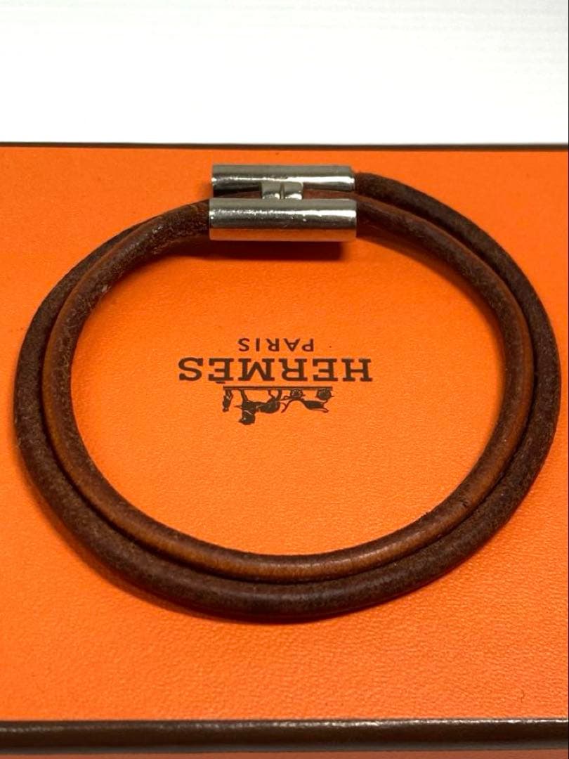 HERMES エルメス トゥルニス シルバー金具 2連ブレスレット 箱付き