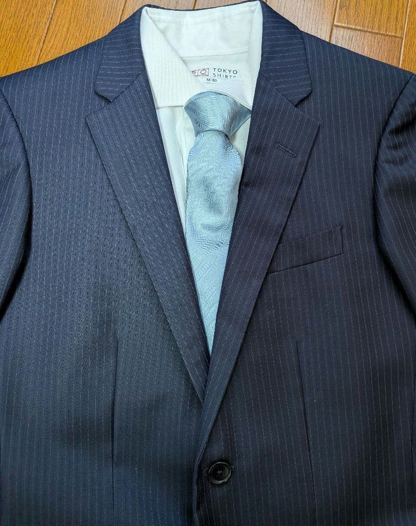 ブルックスブラザーズ カノニコ社生地 ネイビーストライプスーツ