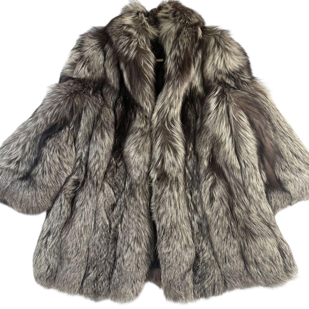 【13号/肉厚◎】フォックスファーコート リアルファー 毛皮 ゆったり サイズ13号】フォックスファー コート 毛皮 リアルファー 高級感