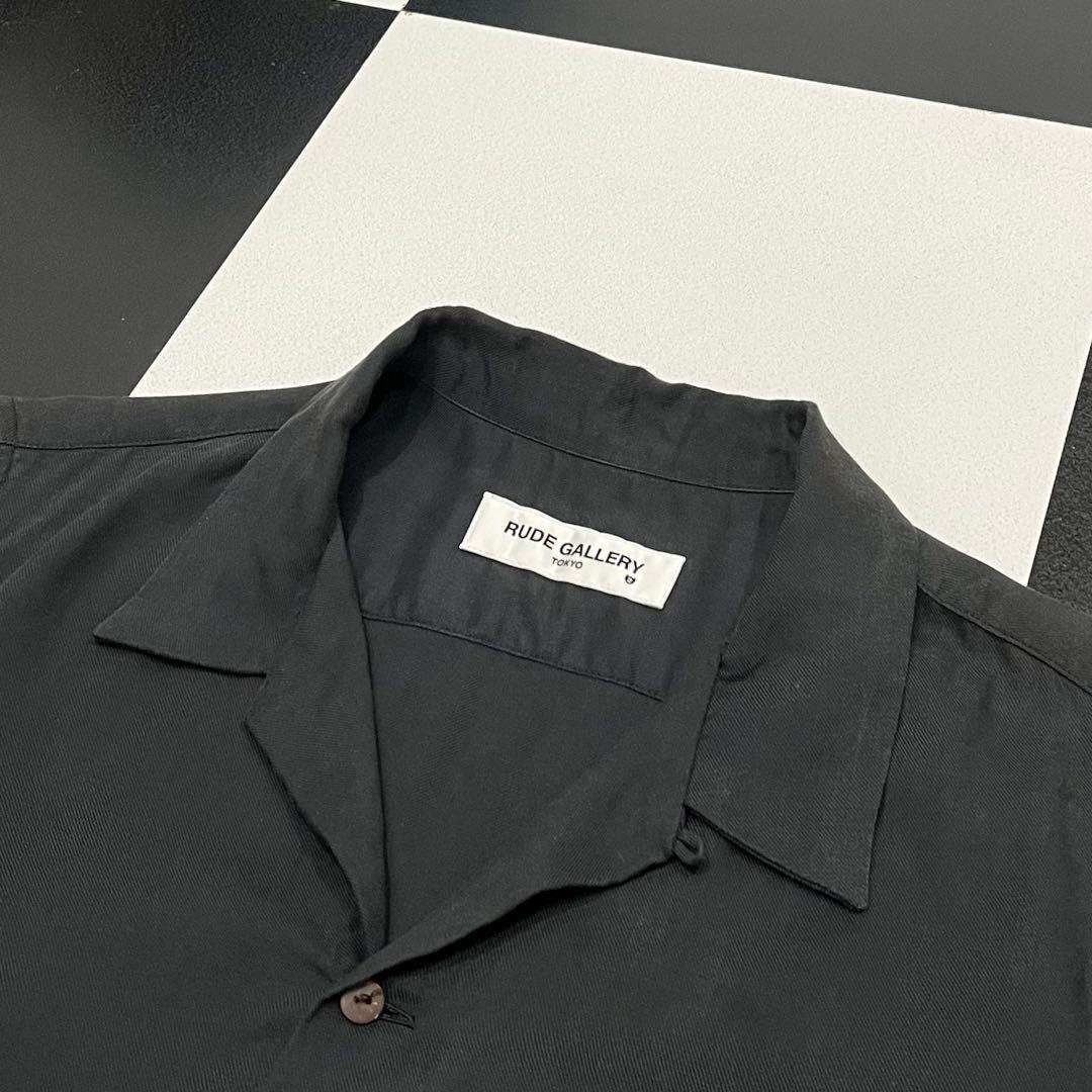 名作 ルードギャラリー フラミンゴ アロハ シャツ M ブラック レーヨン