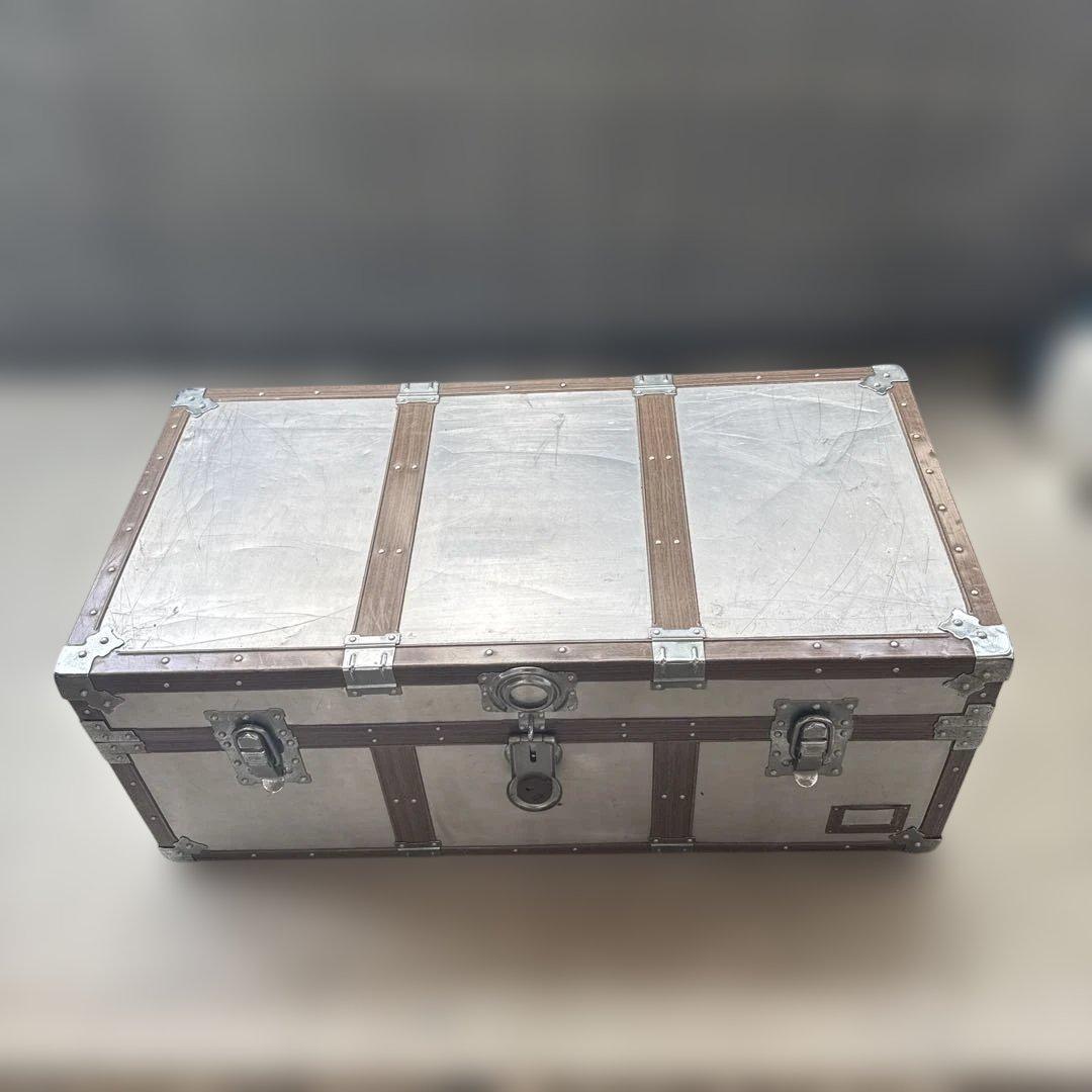 KOWA ビンテージ トランク アルミ 船舶 ケース ボックス アンティーク ビンテージ トランク アルミ 船舶 収納 箱 台 ケース ボックス