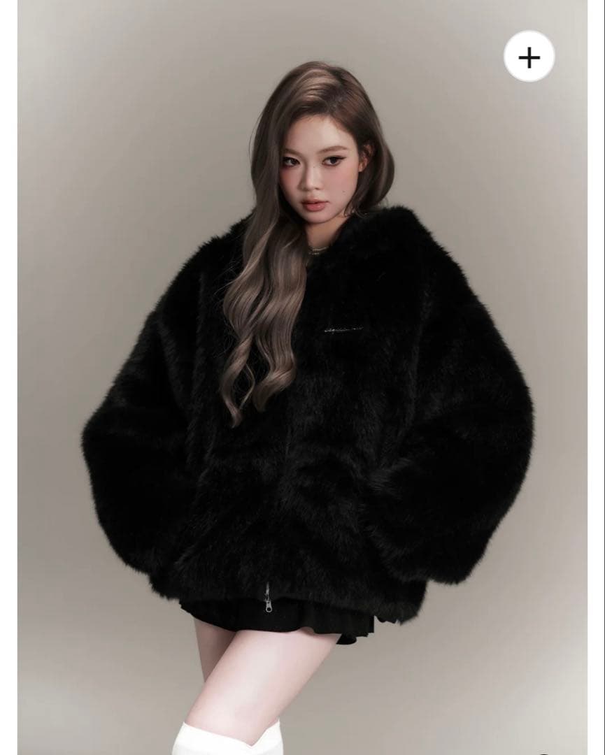 新品andwang Kirakira 2way fur zip up black - メルカリ