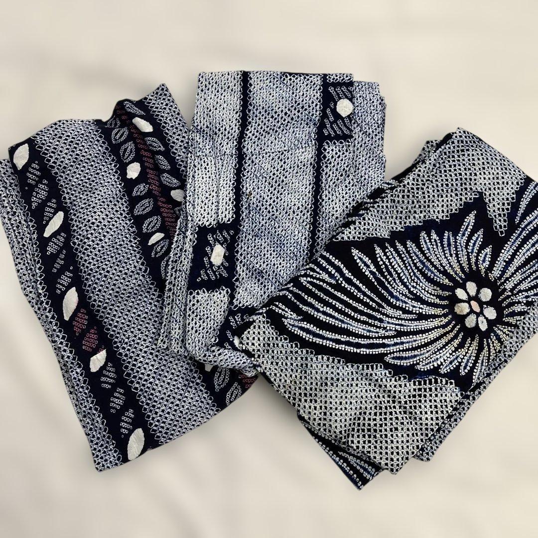 8 1 絞り浴衣 リメイク用 和洋折衷 絞り浴衣 リメイク ワンピース ドレス 帯サッシュベルト 素敵