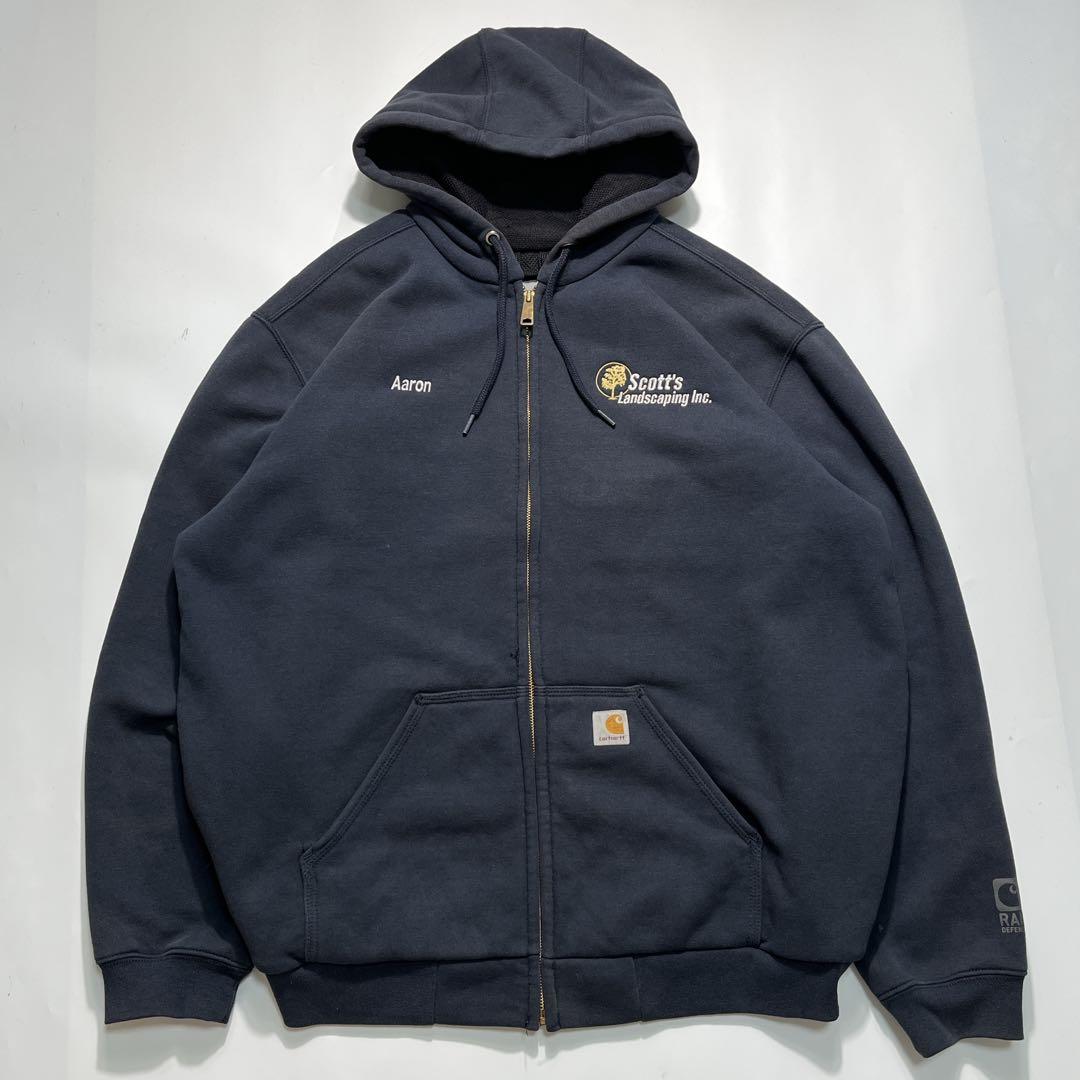 カーハート 裏サーマル パーカー XL 紺 企業刺繍 ネイビー 7063 - メルカリ