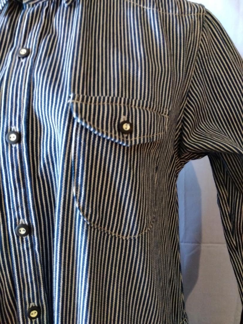 未使用に近し】45R ロングワンピース 星3つでサイズL ストライプ柄