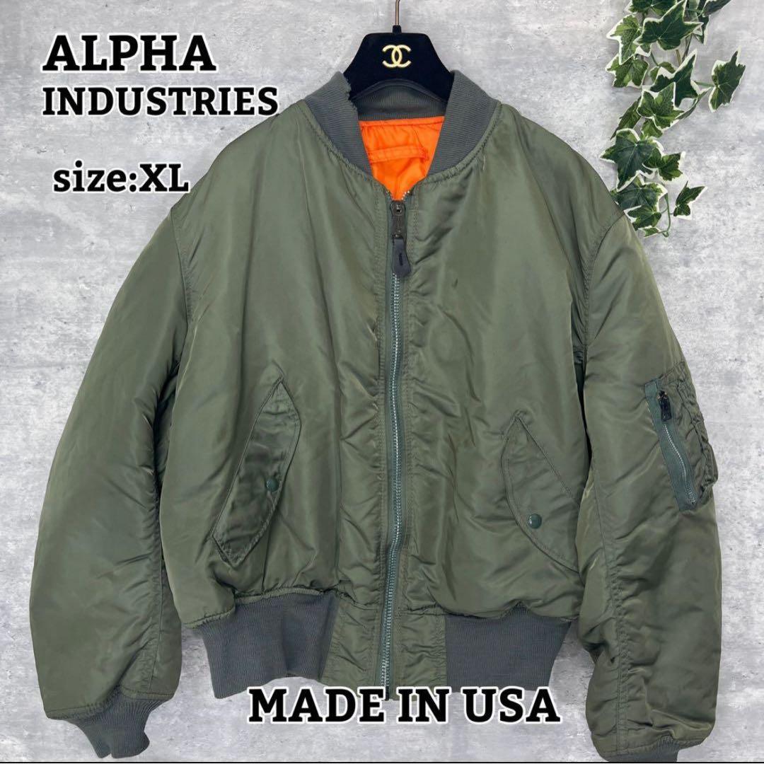 USA製 IDEAL【ALPHA】MA-1 フライトジャケット XL 送料無料 80s USA製 ALPHA アルファ MA-1 フライトジャケット L