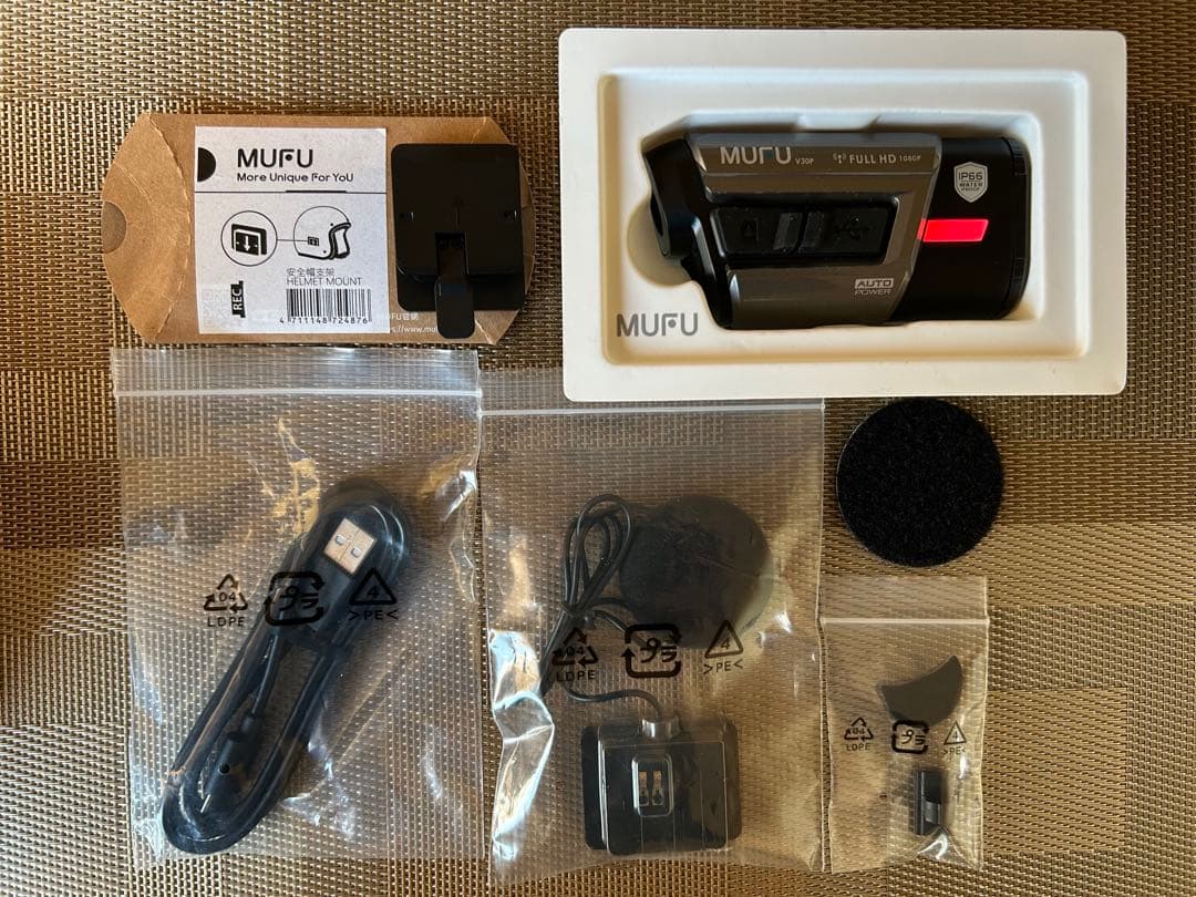 MUFU V30P バイクヘルメット装着型ドライブレコーダー フロントもリアも1080Pで撮影！事故映像を確実に記録するヘルメット