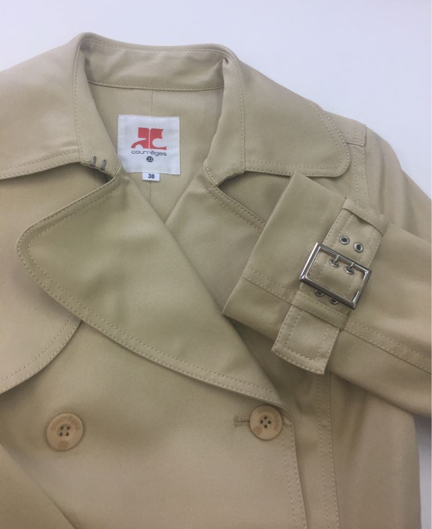Courreges クレージュ 21 ライダース型トレンチショートコート レア品