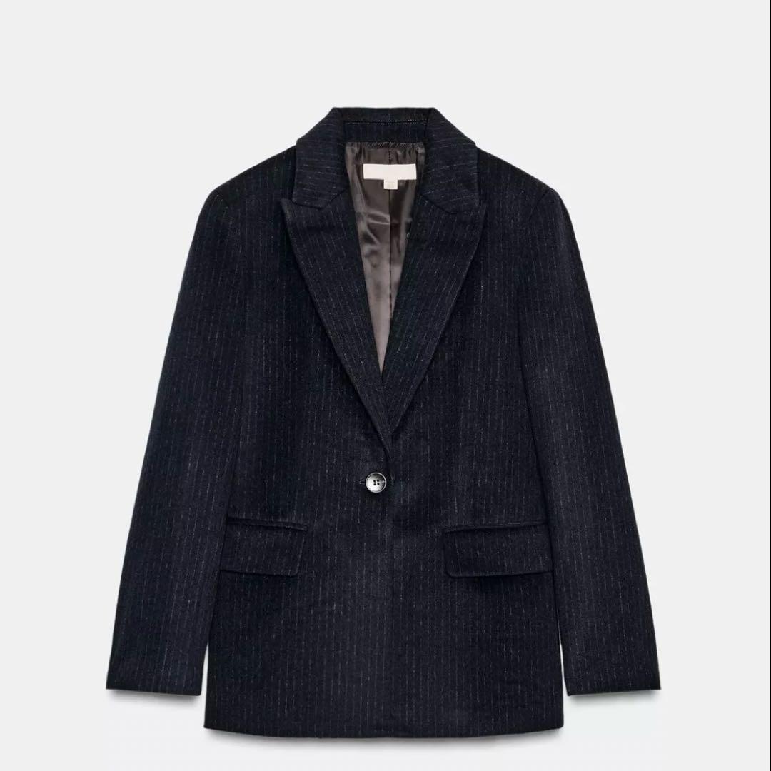 新品未使用】ZARA ザラ ピンストライプ柄ウールブレザー ジャケット