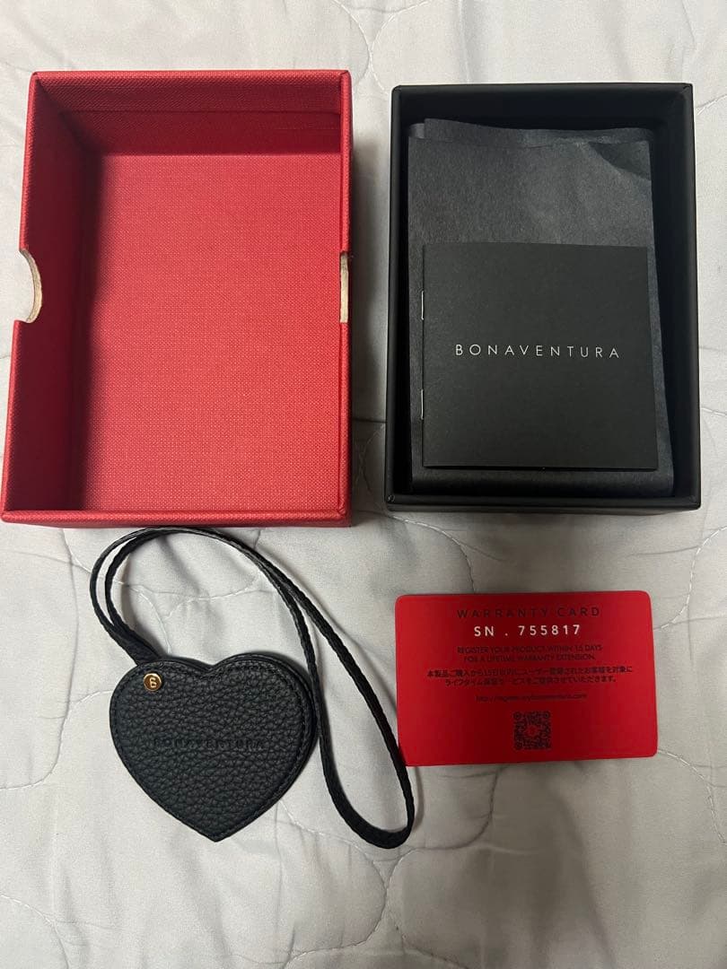 新品BONAVENTURA ハート コンパクトミラー シュリンクレザー ブラック